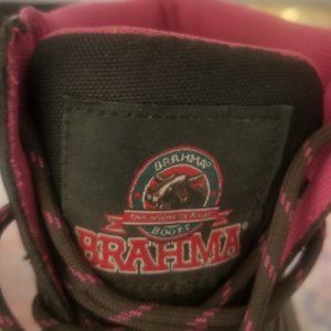 BRAHMA Women's Black Steel Toe Slip Resistant Bevel Work Boots Sz 9 Lace-Up